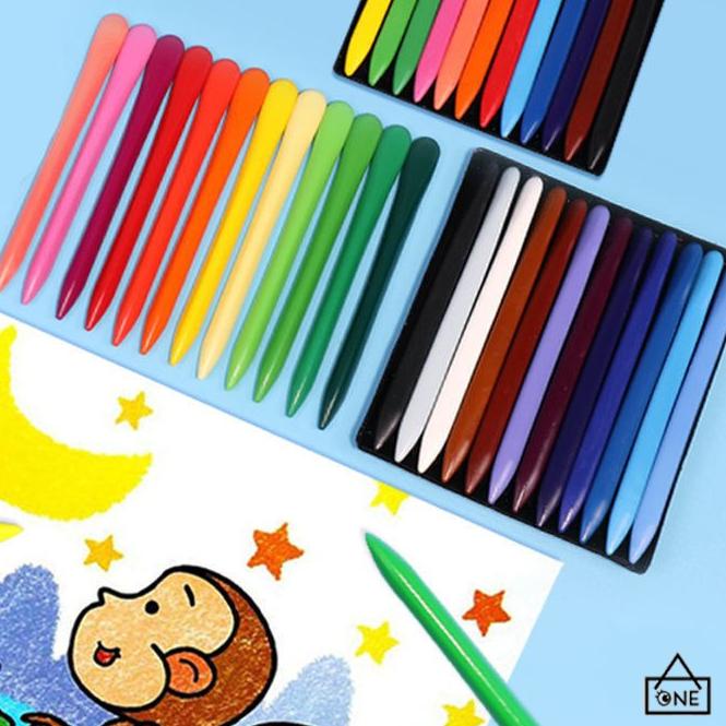 

Terbaru | KI3 | COD❤️Krayon Sekolah Plastic Crayon 6/12/24 Warna Cerah Bentuk Segitiga Ergonomis Tidak Beracun Bisa Dicuci Pena Stationary