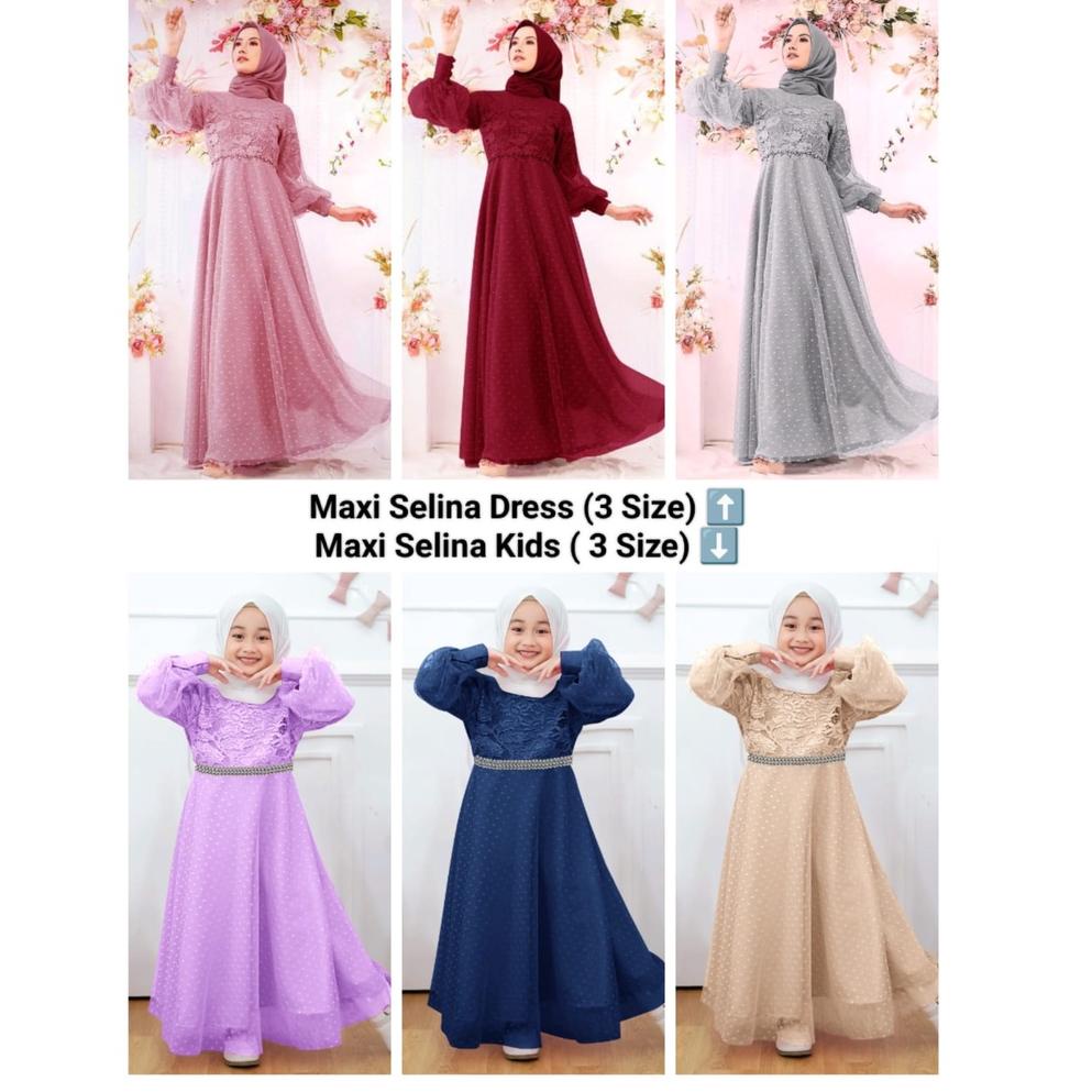 Gogo Beli Buy 3 Free Gold COD☑️Pakaian GamisTerbaru/Gamis Tutu Tille Dot/Maxi Selina Dress 3 Size /M