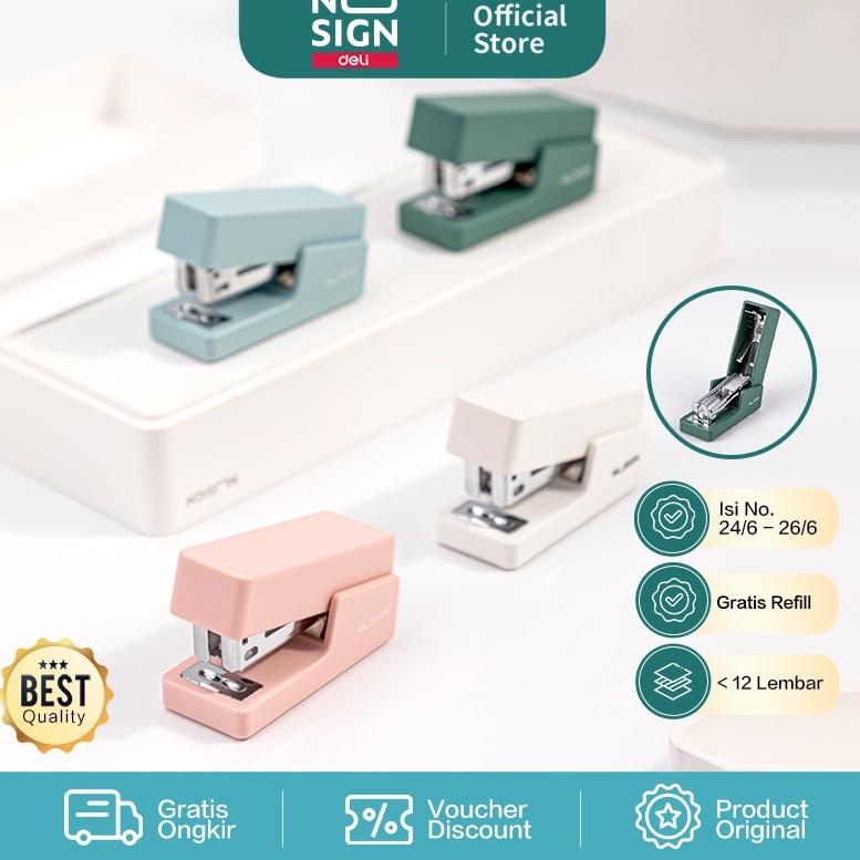 

COD !!! Nusign Stapler / Stapler Mini Kapasitas Kertas 12 lembar 4 Warna Free Refill NS083-X [KODE ]