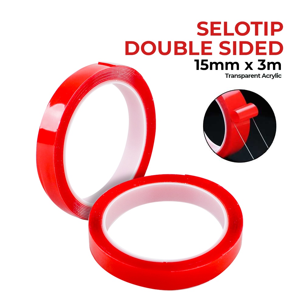 

Selotip Double Sided Tape Transparent Acrylic 3m 15 mm - Red