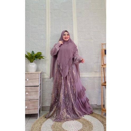 PRELOVED GAMIS SYARI/DRESS/BAJU KONDANGAN LILAC HIJABIAH SYARI