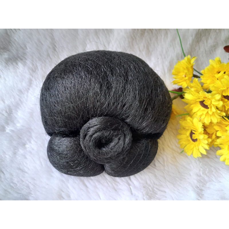Konde Sanggul Bunga Mawar Rambut Palsu Wanita Warna Hitam