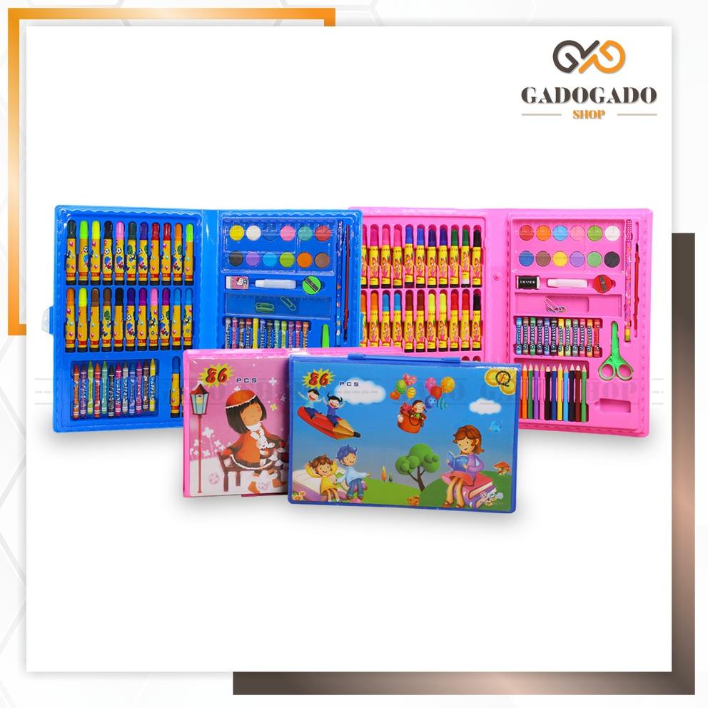 

[RKW79] GGS Crayon Set Isi 86 Pensil Warna Cat Air Alat Lukis Karakter Stationary Color Pencil Murah 9wg99