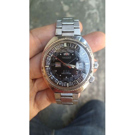 jam tangan orient world diver world time otomatis second bekas original