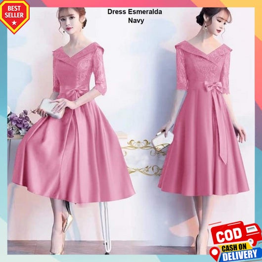 Dres Wanita Dewasa Terbaru 2023 Korea Jumbo Dress Pendek Selutut Kekinian Style Vintage Remaja Canti