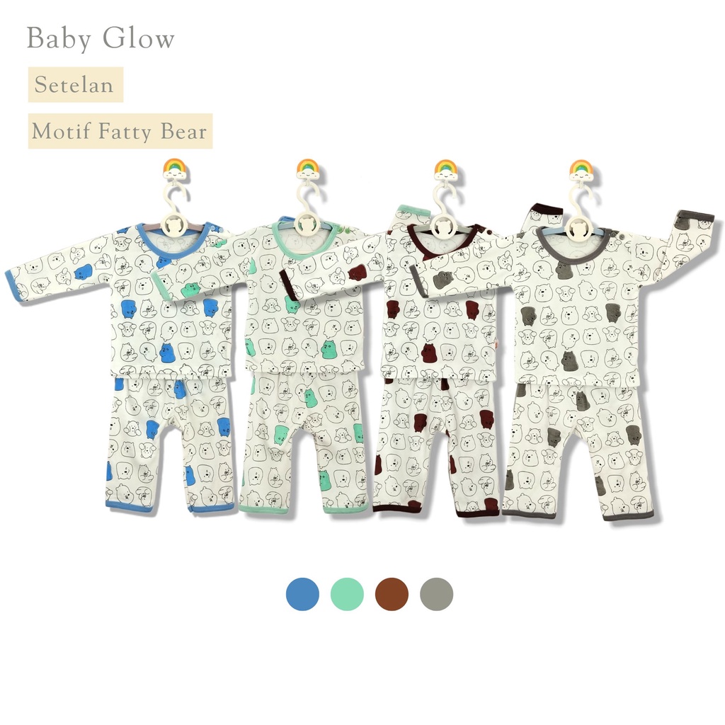 SETELAN BABY ATASAN DAN BAWAHAN BAYI MOTIF FATTY BEAR BABY GLOW SNI UNISEX