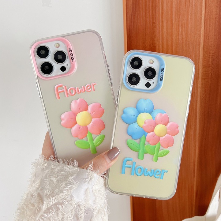 Nice Pink Blue Flower Skin Feel Soft Case HP iP iPhone 12 13 14 Pro Max 11 Woman Girl FTD Casing Apple