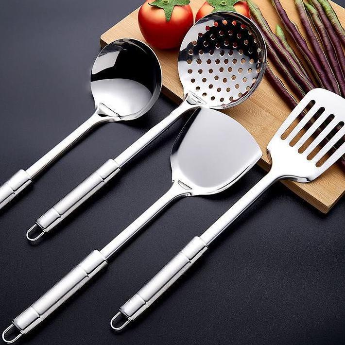 Terbaru ELDE 1 - Spatula Stainless 1 set 4pcs / Sendok Penggorengan 1 Set 4 Pcs Anti Panas stainless