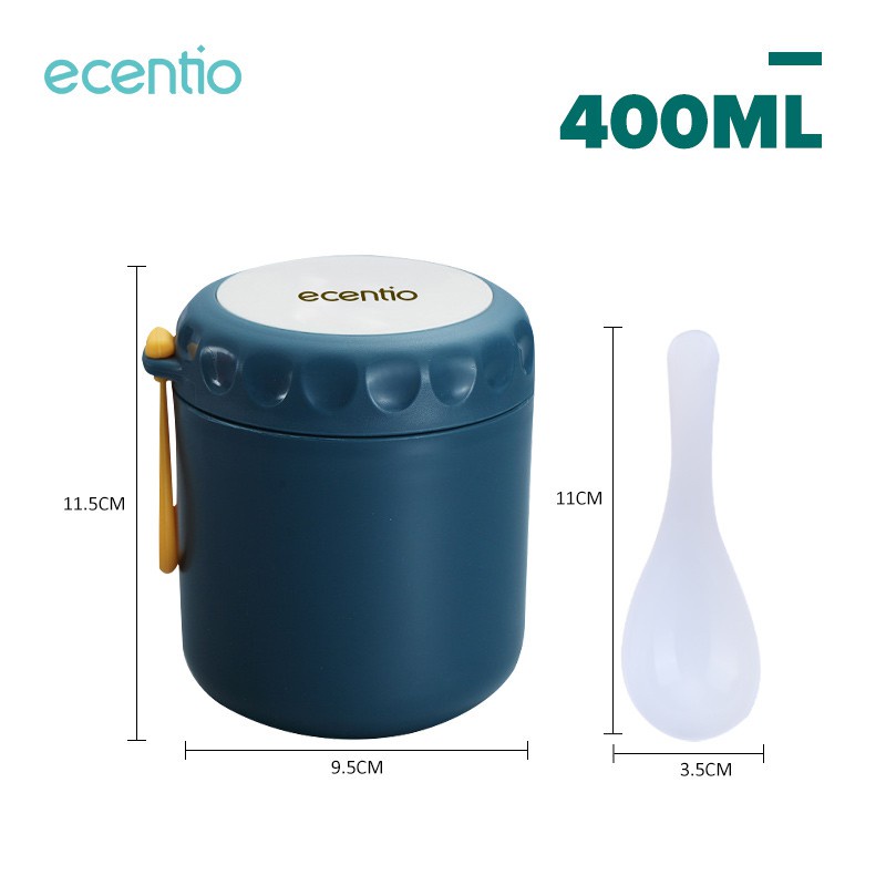 ecentio 400ml Cangkir sup Anti Tumpah Tempat sup Portable  termos sup/Free Sendok BPA FREE mpasi bubur es Buah