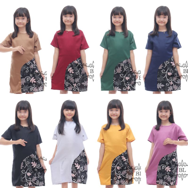 Dress Batik Anak Modern, Baju Dress Batik Tradisional Anak Model Cantik, Dress Batik Kombinasi Murah