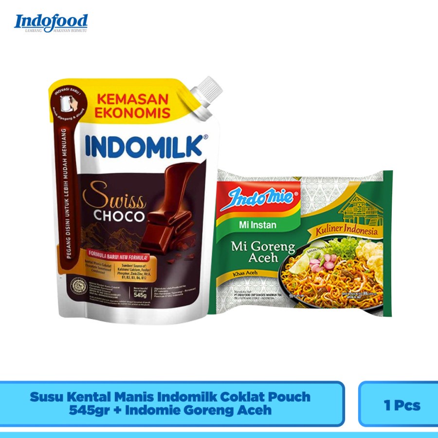 

Susu Kental Manis Indomilk Coklat Pouch 545gr + Indomie Goreng Aceh