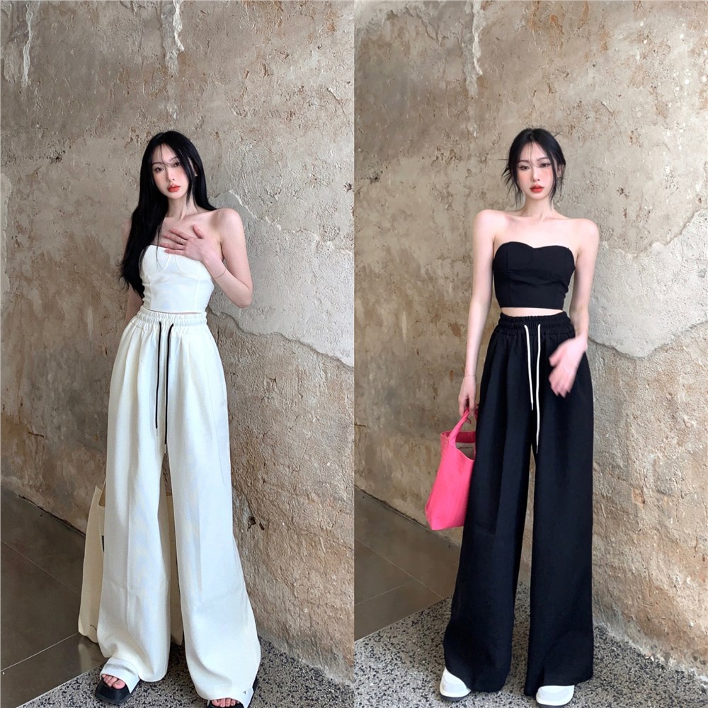 □❖celana wanita harga murah hot girl tabung atas rompi wanita musim panas baru baju olahraga pinggang tinggi kasual kecil celana lebar kaki celana dua potong celana wanita celana pinggang tinggi