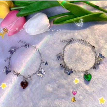 【Bayar di tempat】Butterfly Gelang Desain Kupu-Kupu Dengan Lonceng Dapat Berubah Warna Untuk Pria Dan Wanita