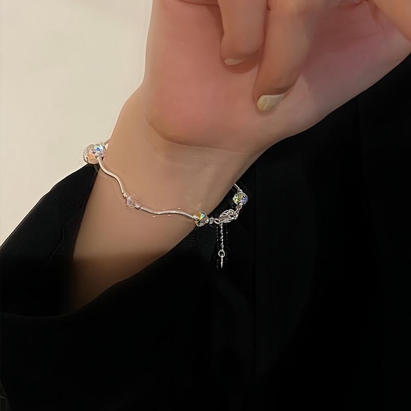 【Bayar di tempat】2023 Gaya Baru Korea Moonlight Stone Heart Bracelet Gelang Temperamen Sederhana Rasa Premium Desain Tidak Teratur