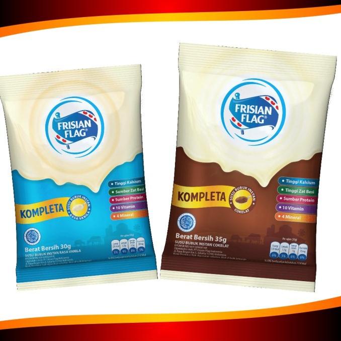 

【flashϟsale】 ☘️MUMTAAZZTORE☘️ Frisian Flag Kompleta Susu Bubuk Vanilla Cokelat 10 Sachet