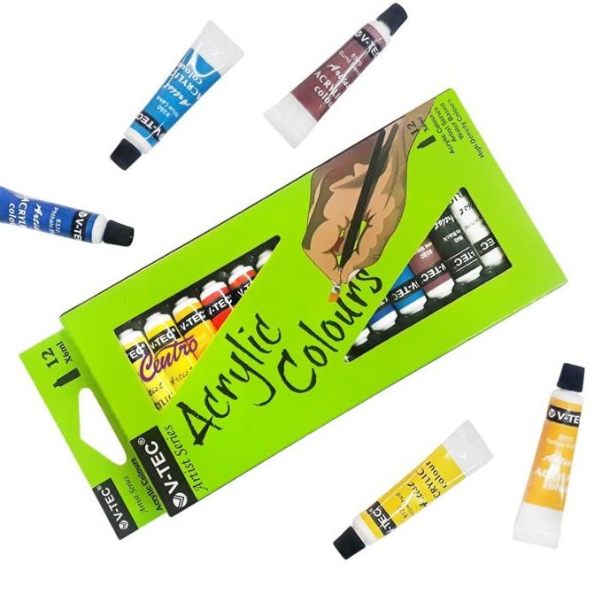 

➺ VTec Acrylic Colour Set 12 Warna / Cat Acrylic V-TEC 6ML 12 Warna 6r07g