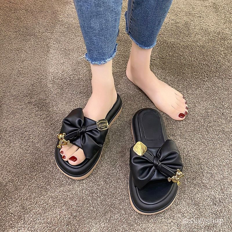 [✅BISA COD] #Sisjuly# Sepatu datar wanita / sandal baru wanita / fashion luar busur bawah tebal bagi