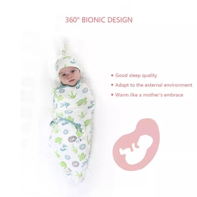 Bedong Instan Set Topi Bayi / Bedong Swaddle Wrap Bedong Tidur Bayi