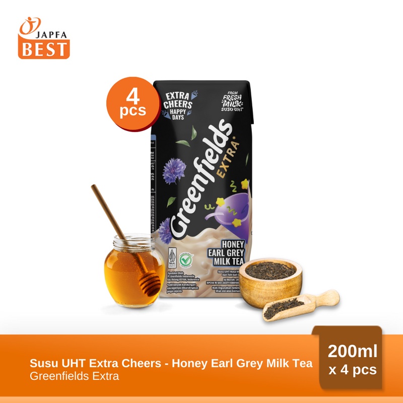 Susu Greenfields UHT Extra - Honey Earl Grey Milk Tea 200ml - isi 4pcs