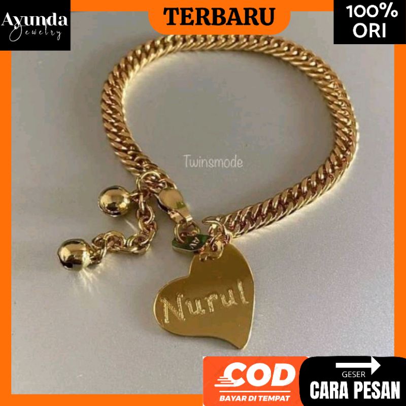 Gelang Nama Anak/Dewasa Titanium anti karat bangle bracelet