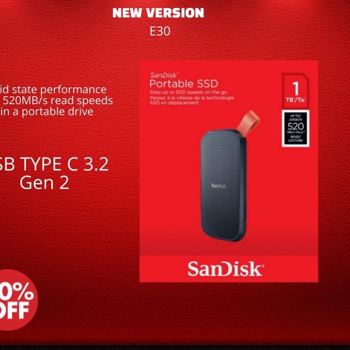 Promo SanDisk Portable SSD 1TB Sandisk E30 Hard Drive Eksternal