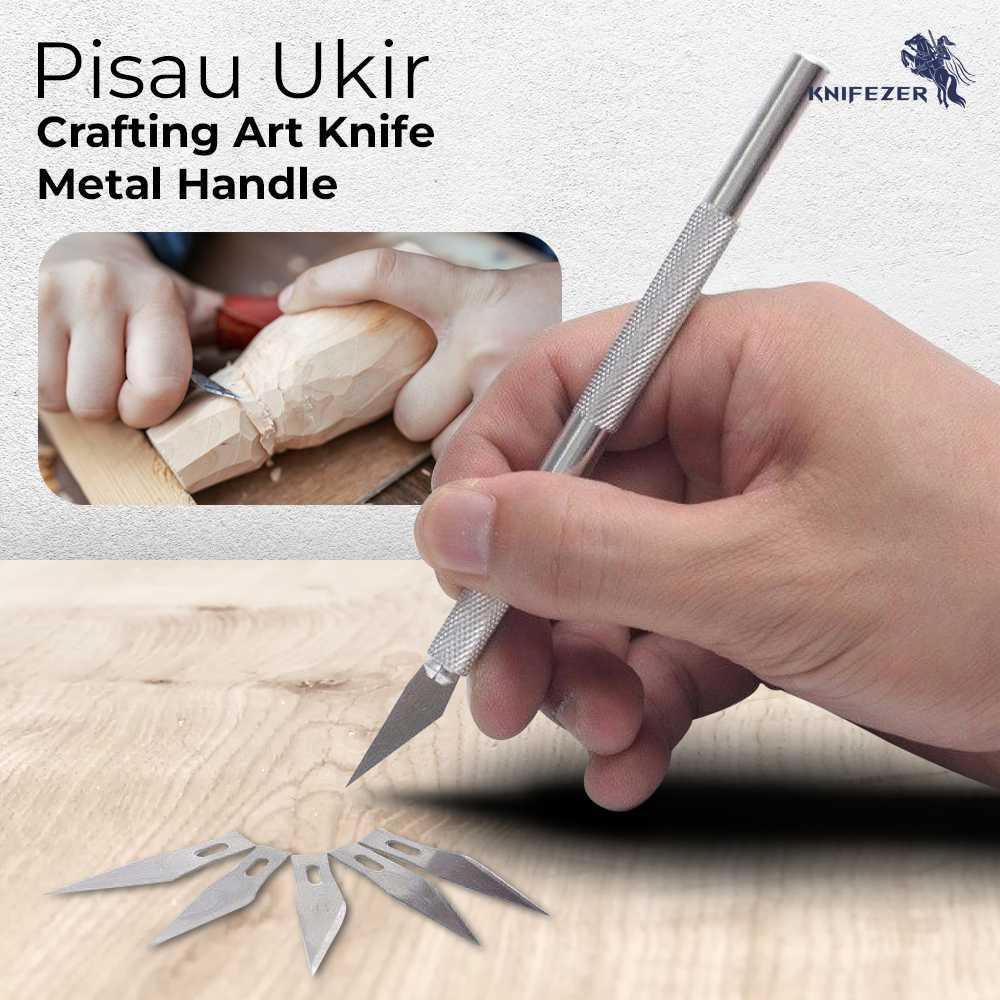 KNIFEZER Pisau Ukir Seni Hobby Crafting Art Knife Metal Handle - WL-9309