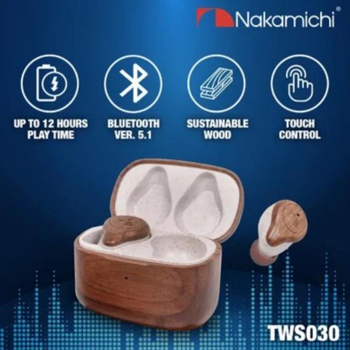 Terbaru Nakamichi Tws 030 Wooden True Wireless Earphone