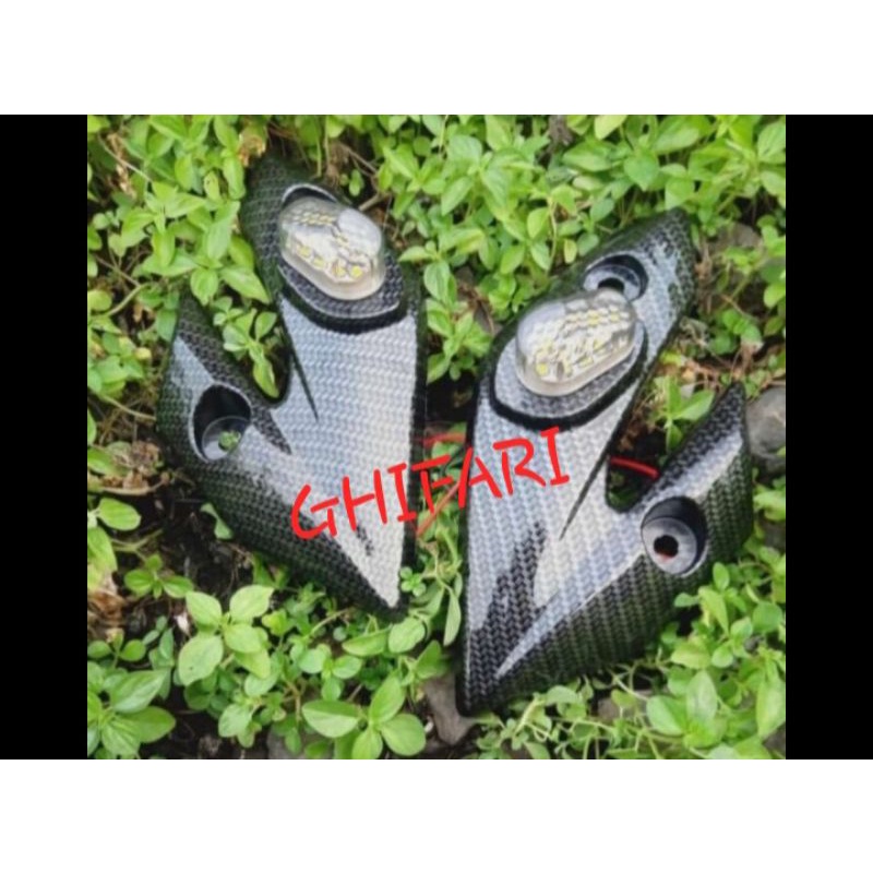 Kupingan Dudukan Sein Reteng Vixion Old Karbon Hitam Plus Lampu Sein Sen Reteng Tempel Kanan Kiri Vi