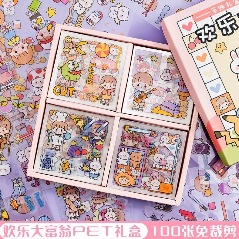 

New - Stiker Motif Kartun Korea Lucu Anti Air 1 box 100lbr /Dekorasi Handbook Scrapbook DIY/Stiker kartun tahan air PET