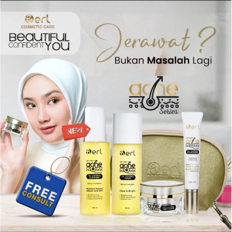 B Erl Cosmetic Ori Paket Acne Skincare Jerawat B Erl Very Berry Acnes Treatment Oil Series
