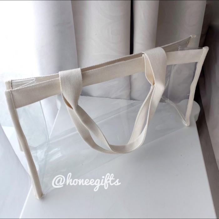 Tas Tote Bag Wanita Transparan Mika Pvc New Normal Clear Big Size Kado