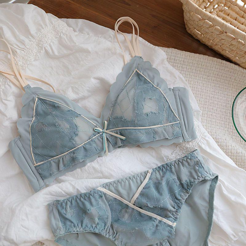 Bagian tipis bra bahan dalam wanita bahan dalam yang nyaman ramah kulit cincin non-baja dada kecil b