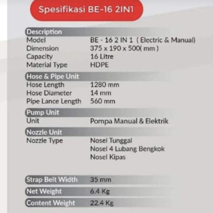 Sprayer Swan Manual Elektrik Alat Semprot Hama Swan 2 In 1 Be 16