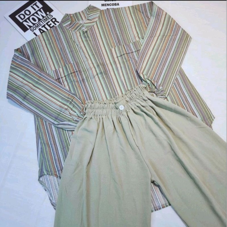 ONE SET KEMEJA OVERSIZE // KEMEJA SALUR OVERSIZE