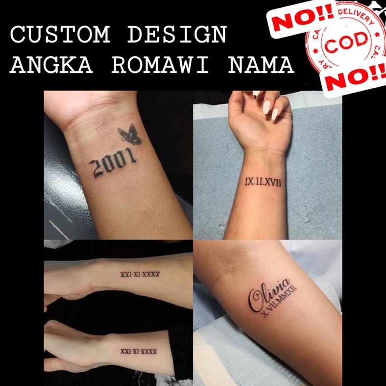 (BISA COD) CUSTOM STICKER HENNA TATTO NAMA, ANGKA DAN ROMAWI