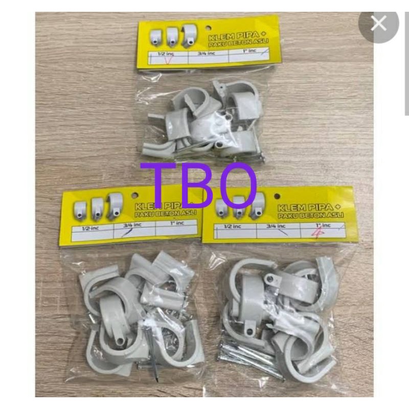 Klem Pipa PVC dan Paku Beton , Klem Pipa set Paku Beton , Klem Pipa PVC