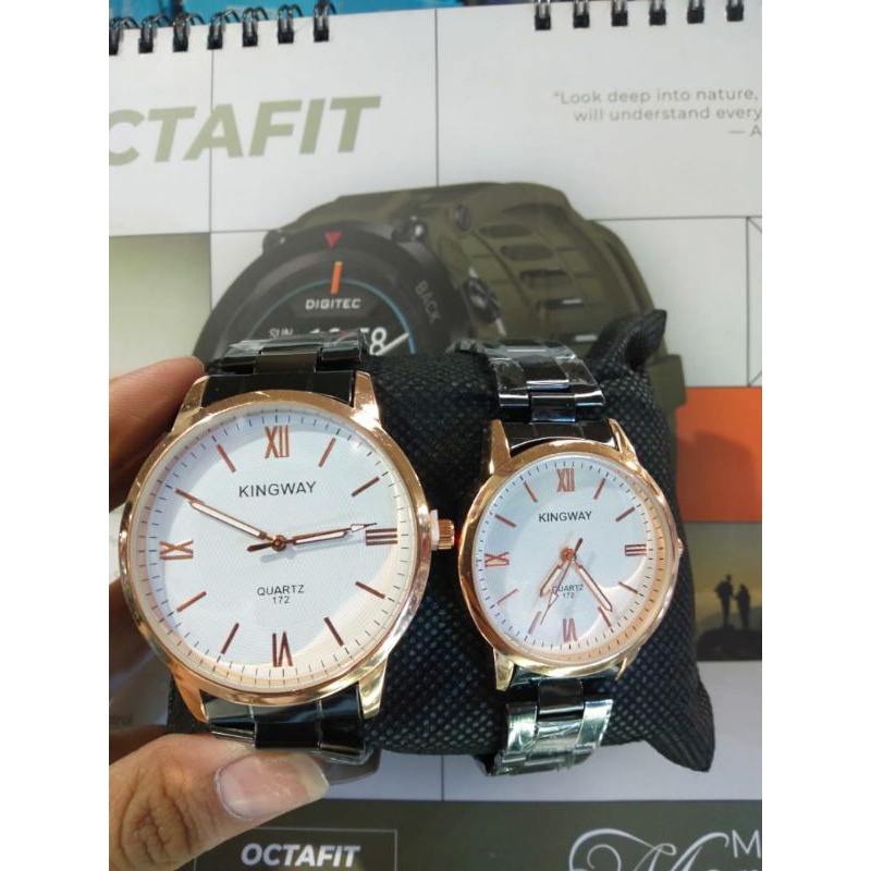 Jam Tangan Couple Analog Rantai Stainless Steels Kingway Polos