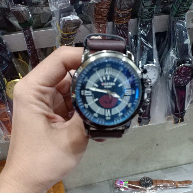 JAM TANGAN PRIA TALI KULIT ANTI AIR GASTRO