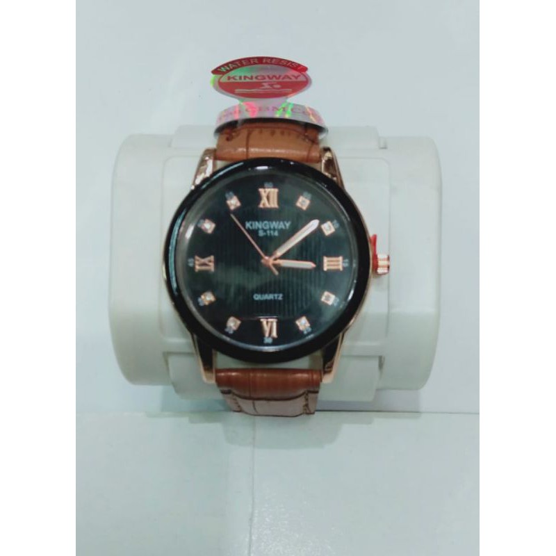 Jam Tangan Pria Wanita Fashion Analog  Kingway Antiair Strap Kulit