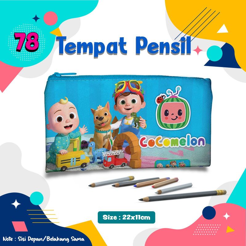 

Tempat Pensil Coco Melon blue 078 Pouch Custom Nama Foto Souvenir Kado Hadiah Wadah Kostak Kotak Dompet