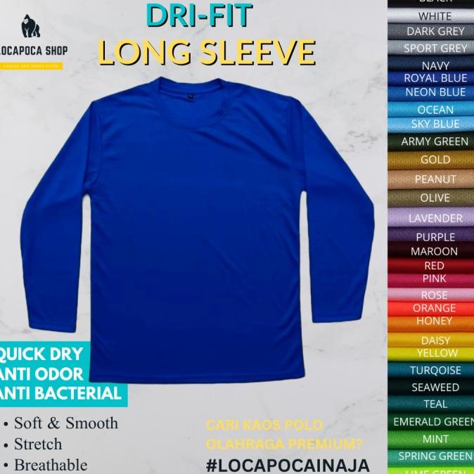 Kaos Polos Olahraga Lengan Panjang Dryfit Drifit Jersey Sport Gym