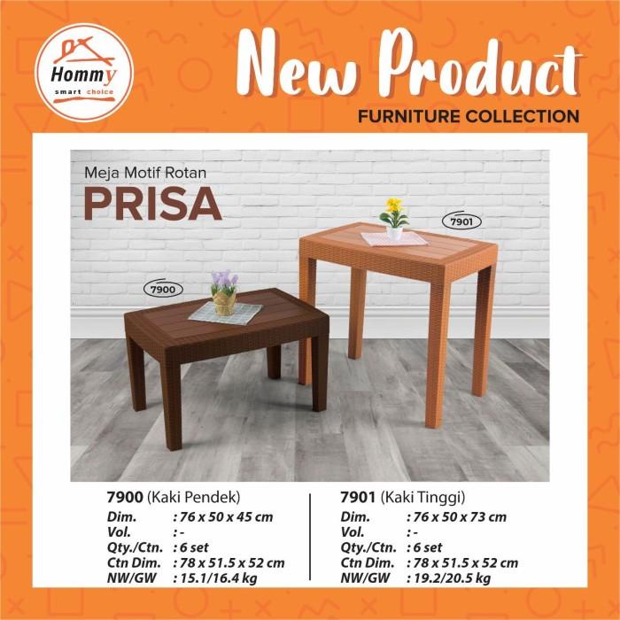 Meja Plastik Motif Rotan Hommy Prisa (Pendek/Tinggi)