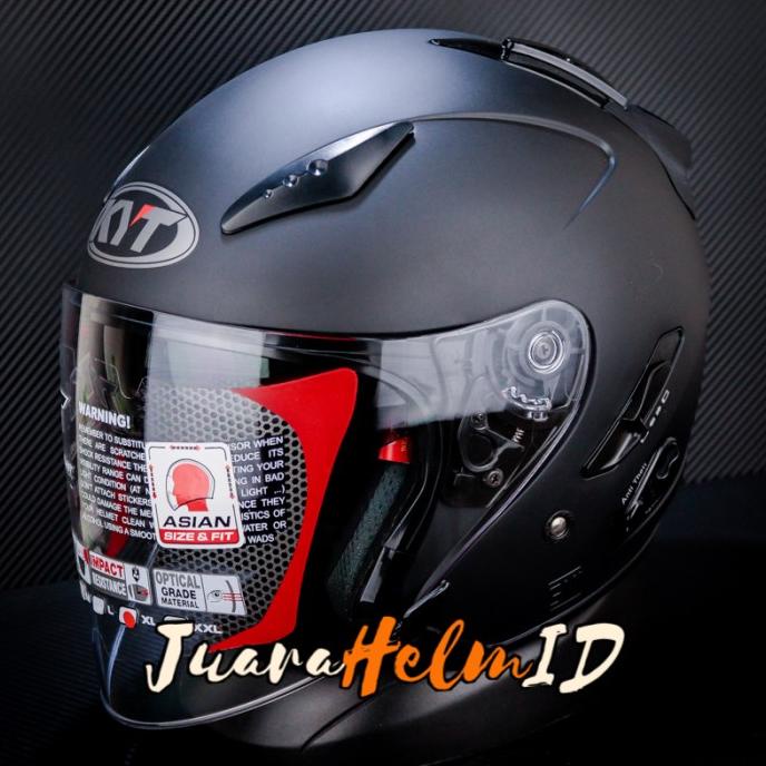 KYT HELM GALAXY SLIDE FLAT R VISOR / BLACK DOFF / DOUBLE VISOR