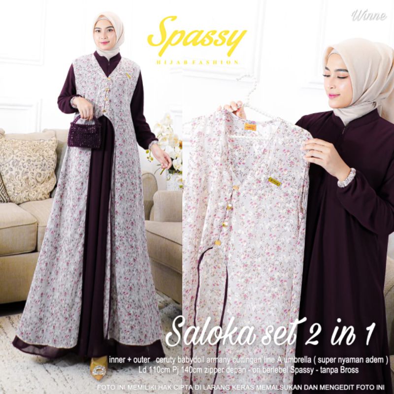 dress wanita saloka maxy set by Spassy
