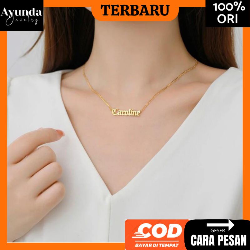 Kalung Nama titanium anti karat Kalung Custom Necklace custom