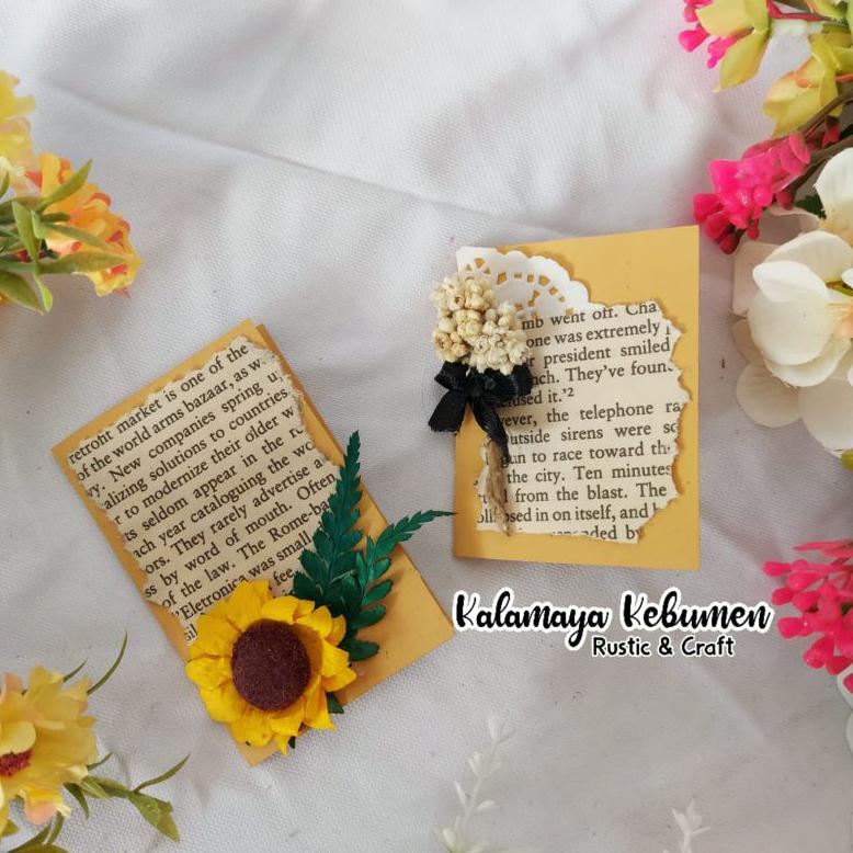 Gretting Card Old Kartu Ucapan Terimakasih Hiasan Vas Guci Buket Bunga Kering Dried Flowers Dekorasi