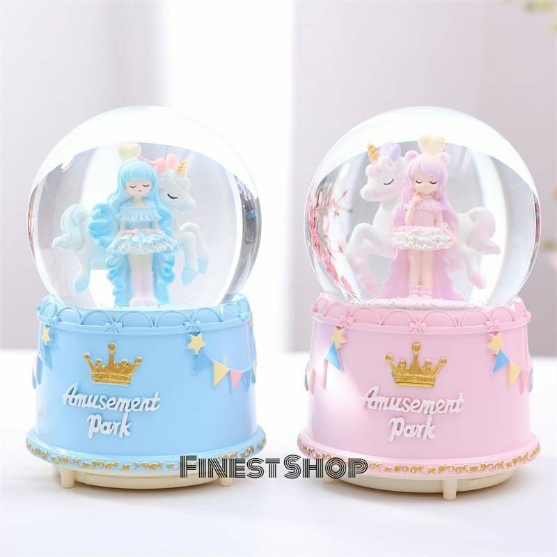 Snowball Kotak Musik Kado Hiasan Lampu Surprise Gift Box Bola Kristal Salju PUTAR OTOMATIS XL JUMBO Pajangan Unik Glitter Ultah Happy Birthday Cake Boy Girl Princess Unicorn Bunny Rabbit Waterball Kaca Crystal Ball Hadiah Wisuda Anak Snowglobe Souvenir