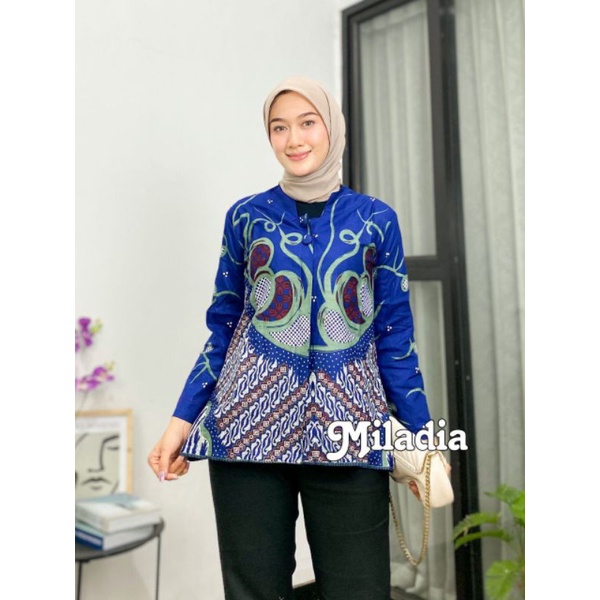 Baju Atasan Wanita Batik Blus Kantor Seragam Lengan Panjang