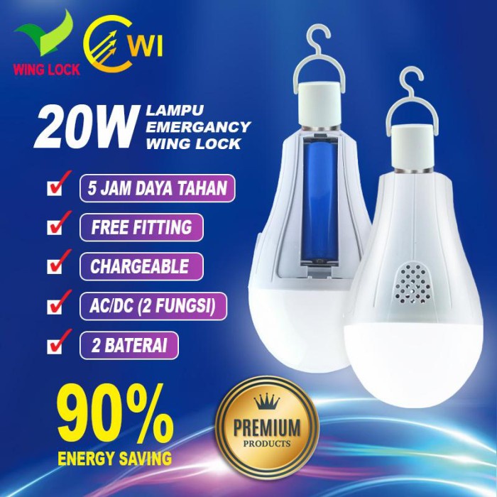 lampu Lampu LED Emergency 20 Watt Wing Lock(C0S2) lampu darurat emergency 30 jam lampu emergency han