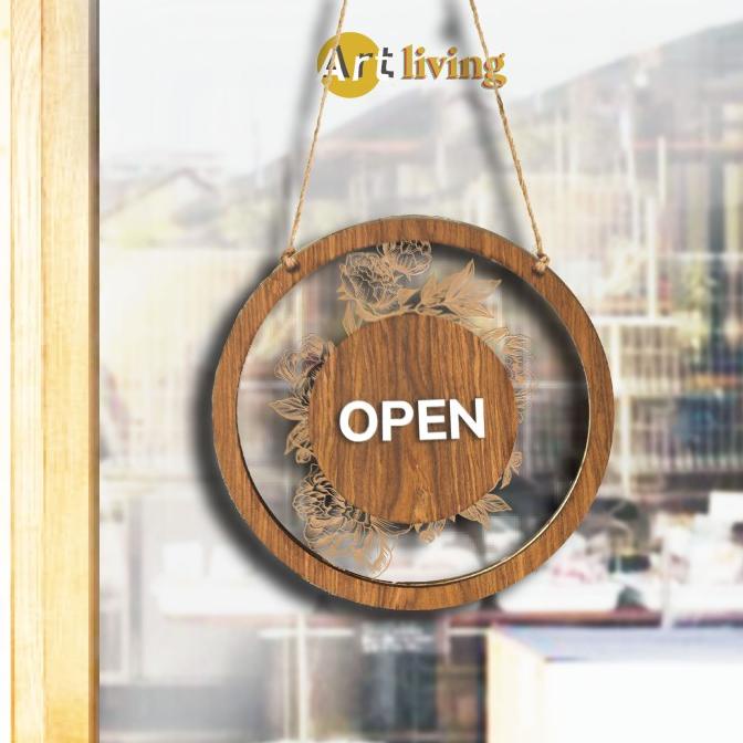 Artliving Sign Open Close Floral Style Bahan Kayu